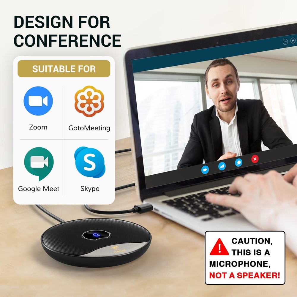 USB Conference Microphone, 360° Omnidirectional PC Computer Condenser Mic wit...