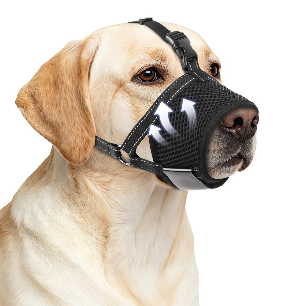 Dog Muzzle for Large Dogs, Soft Mesh Muzzle to Prevent Biting & Barking, Secu...
