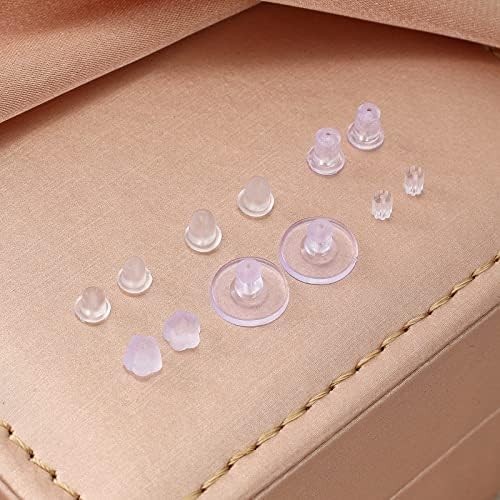 6 Styles Silicone Earring Backs for Studs 600 Pcs Clear Soft Earring Backings ,