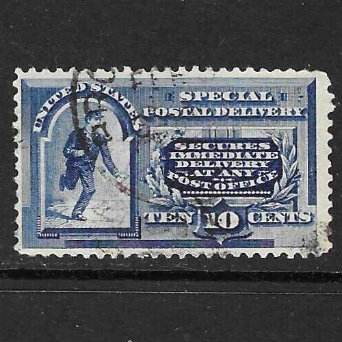US Scott # E2 Special Delivery, used, 10 cent F/VF centering, some nipped perfs