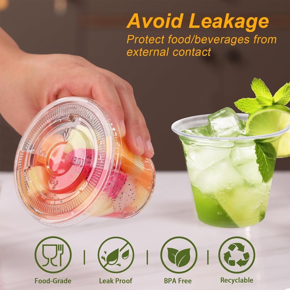 50 Pack 9oz Clear Plastic Parfait Cups with Flat Lids Dessert