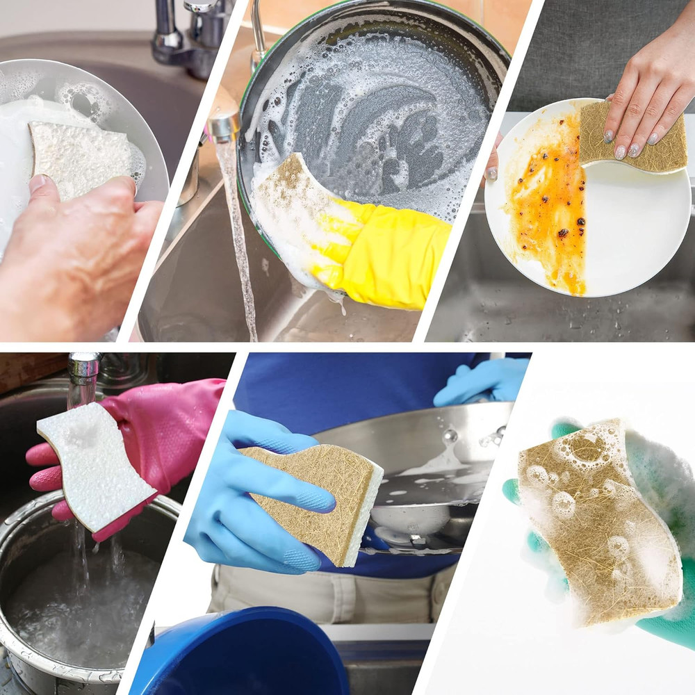 9 Pack Biodegradable Natural Kitchen Sponge - Compostable Cellulose and Coconut