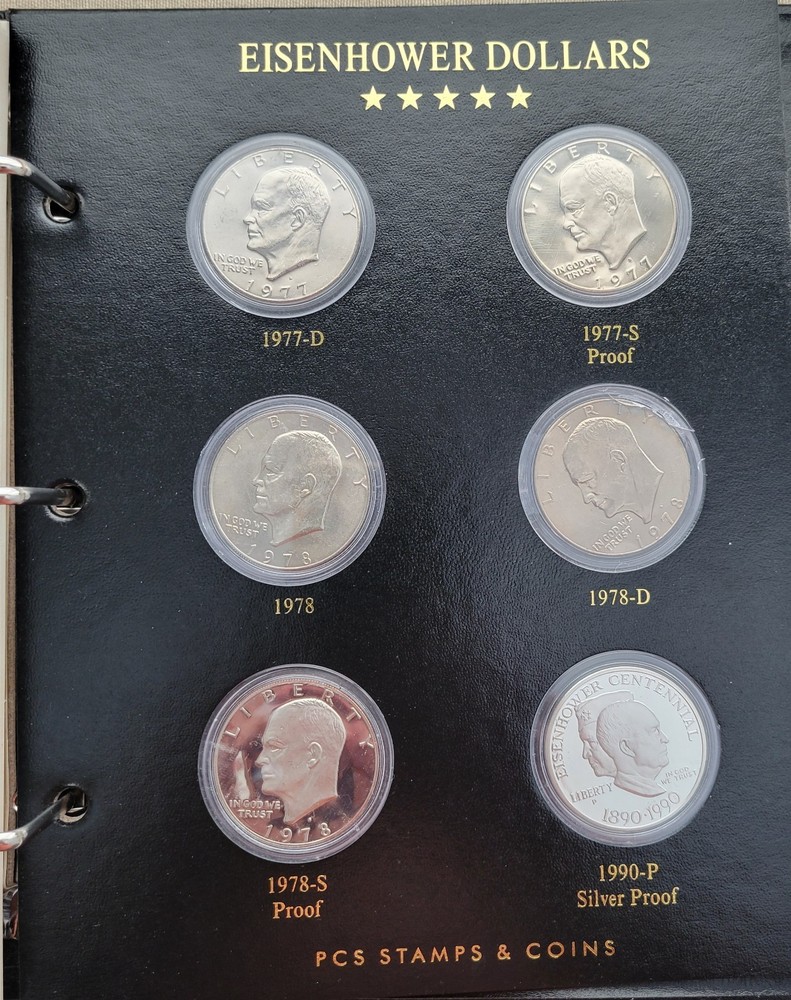 1971–1990 Eisenhower Dollar Collection • 30 Coins • Silver & Clad • PCS Folder