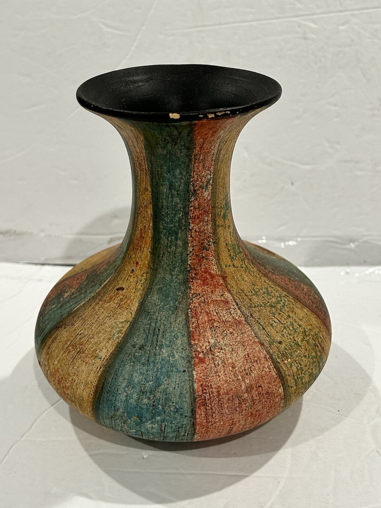 Mid Century Style Vase Multicolor CERAMIC Novelty Decor 6" Some Flaws Read