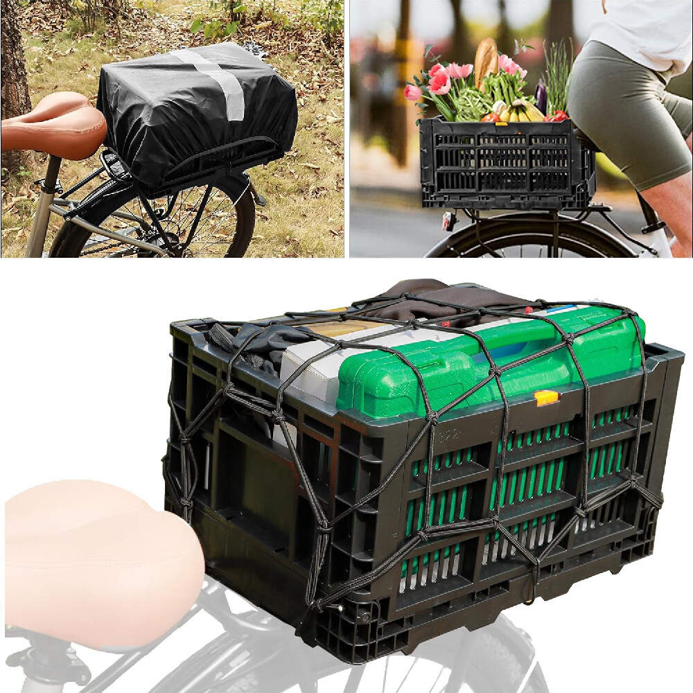E-Bike Foldable Rear Basket, Rear Bicycle Cargo Rack, Ebike Storage Basket