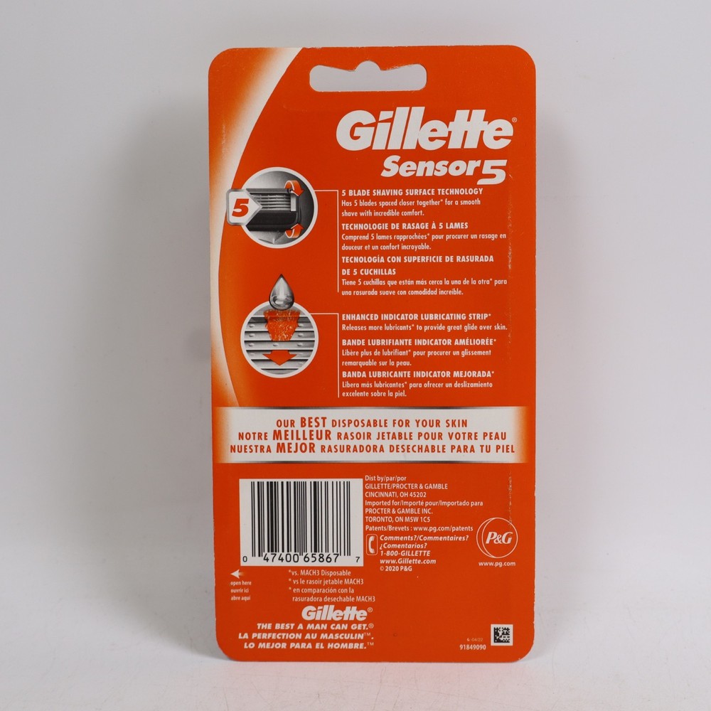 2 PACK Gillette Sensor5 Men's Disposable Razors, 2 Count Each
