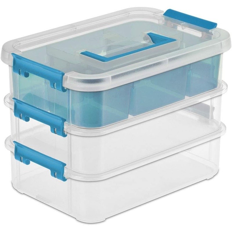Stackable Rectangular Plastic Storage Box Ideal Sewing Art Office Supplies New