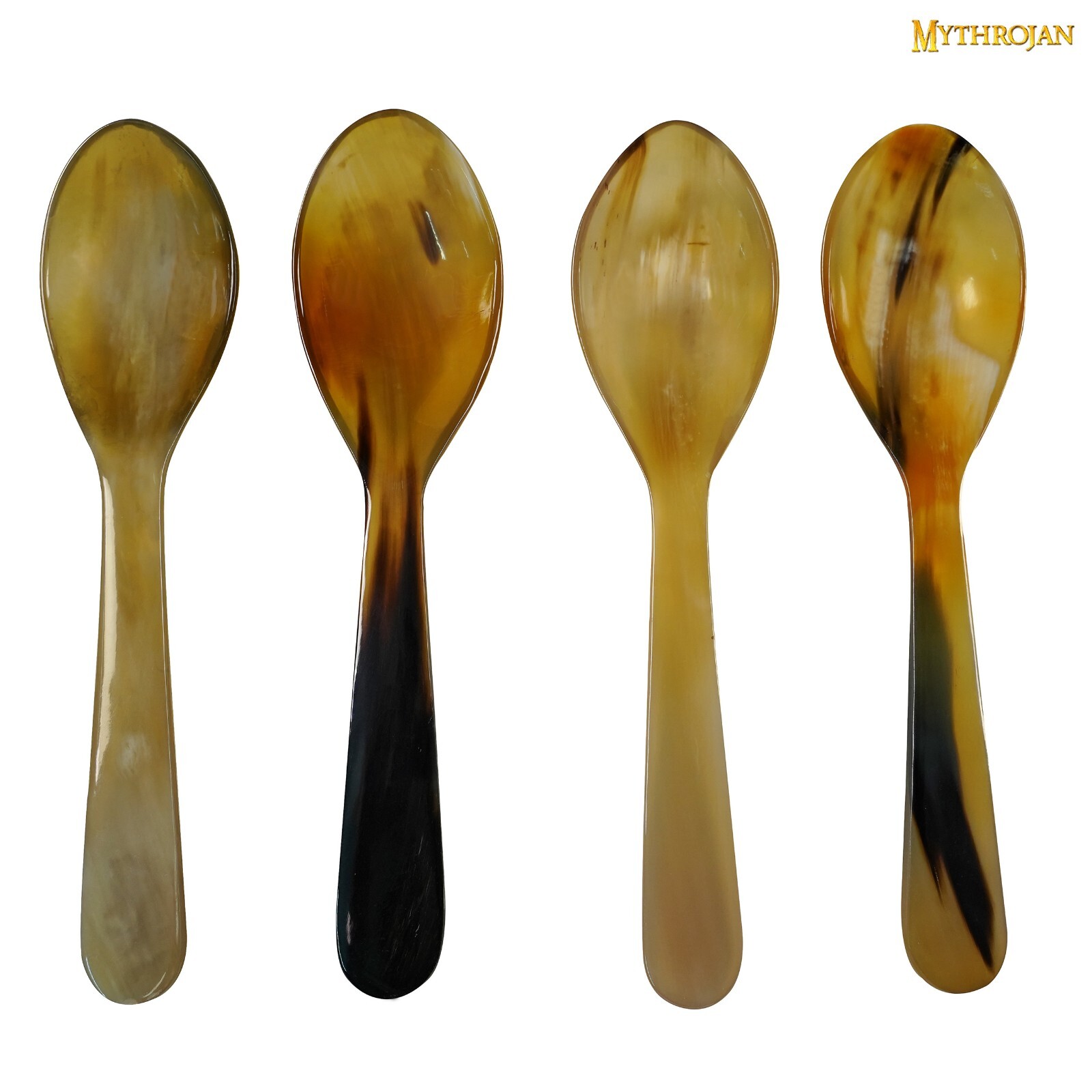 Medieval Genuine Horn Spoon Handcrafted For Viking Events Cosplay 4 Pcs 6.5 Inch