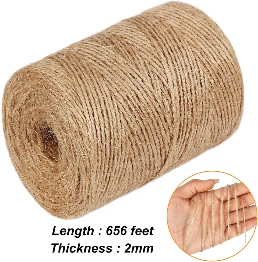 Versatile 2mm Thick Brown Twine String - 656 Feet for Crafts & Garden Projects