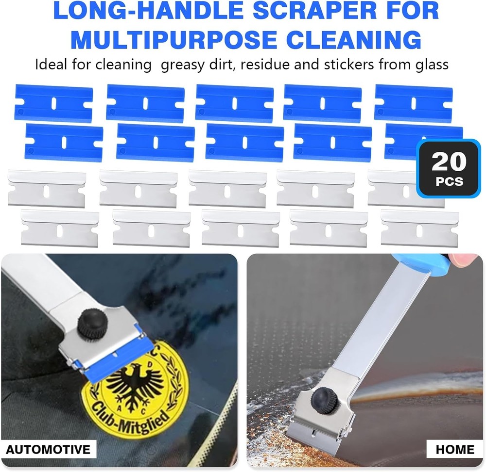 Razor Blade Scraper Tool with 10 Pcs Extra Long Handle