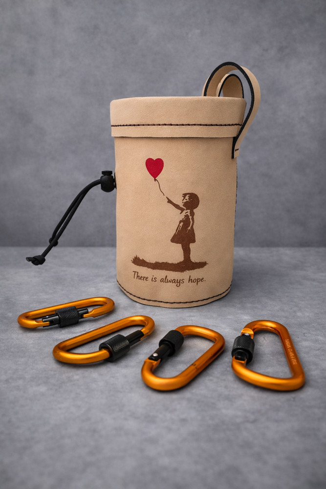 Custom Anime Engraved Leather Climbing Chalk Bag