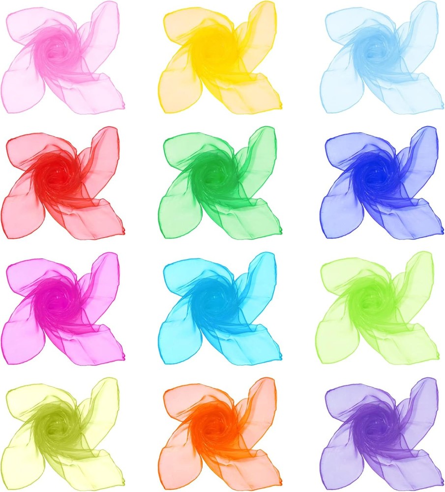 12pcs Square Juggling Silk Dance Scarves Magic Tricks Performance Props...