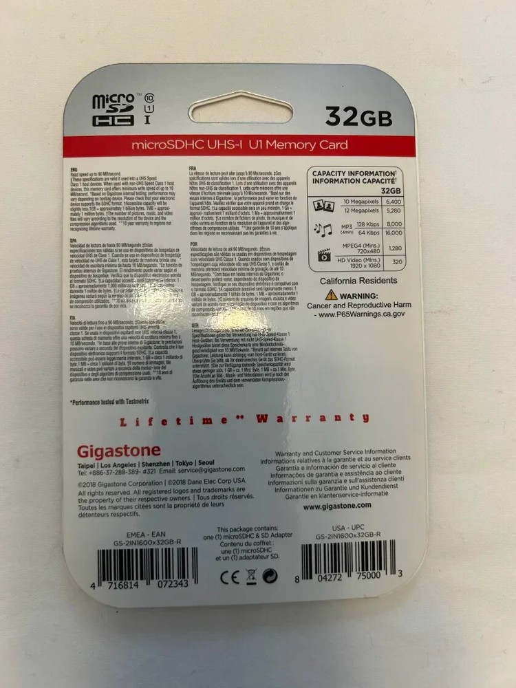 Gigastone microSDHC UHS-1 U1 Memory Card & SD Adapter - 32GB