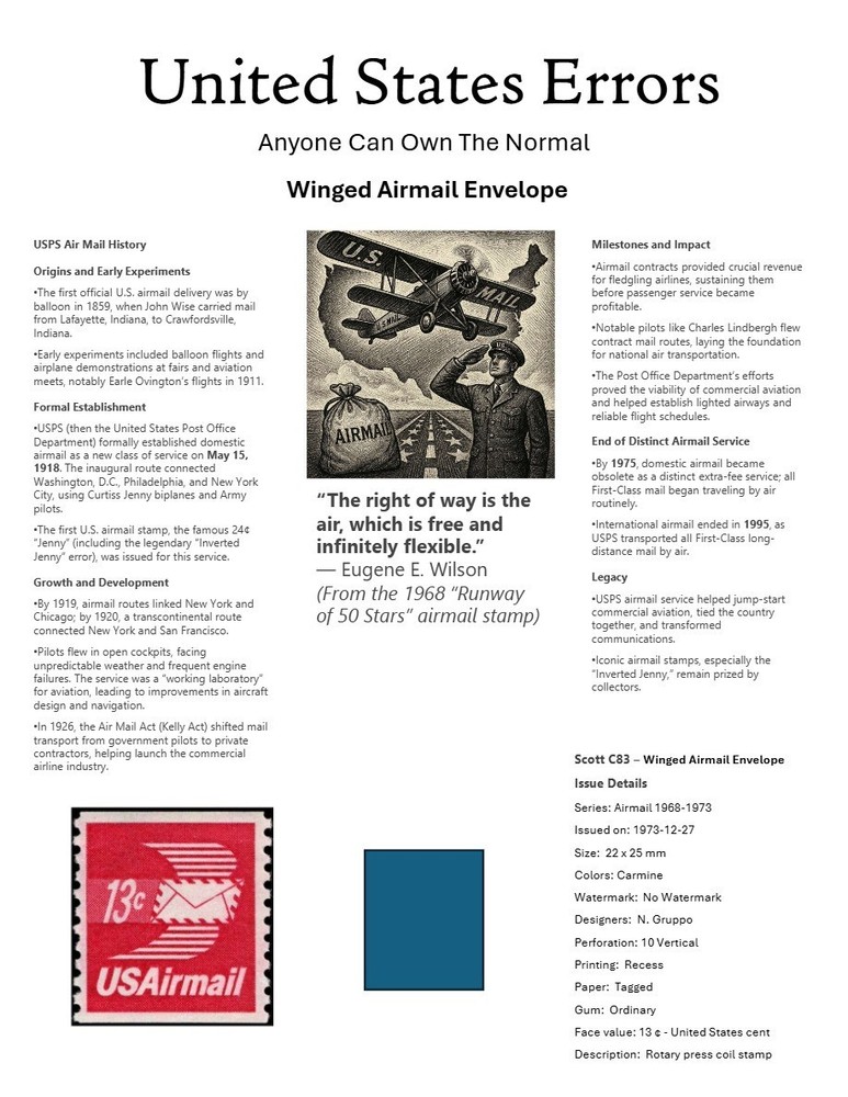 Centsational Custom Presentation Panel For Error SN C83 - 8.5” X 11”