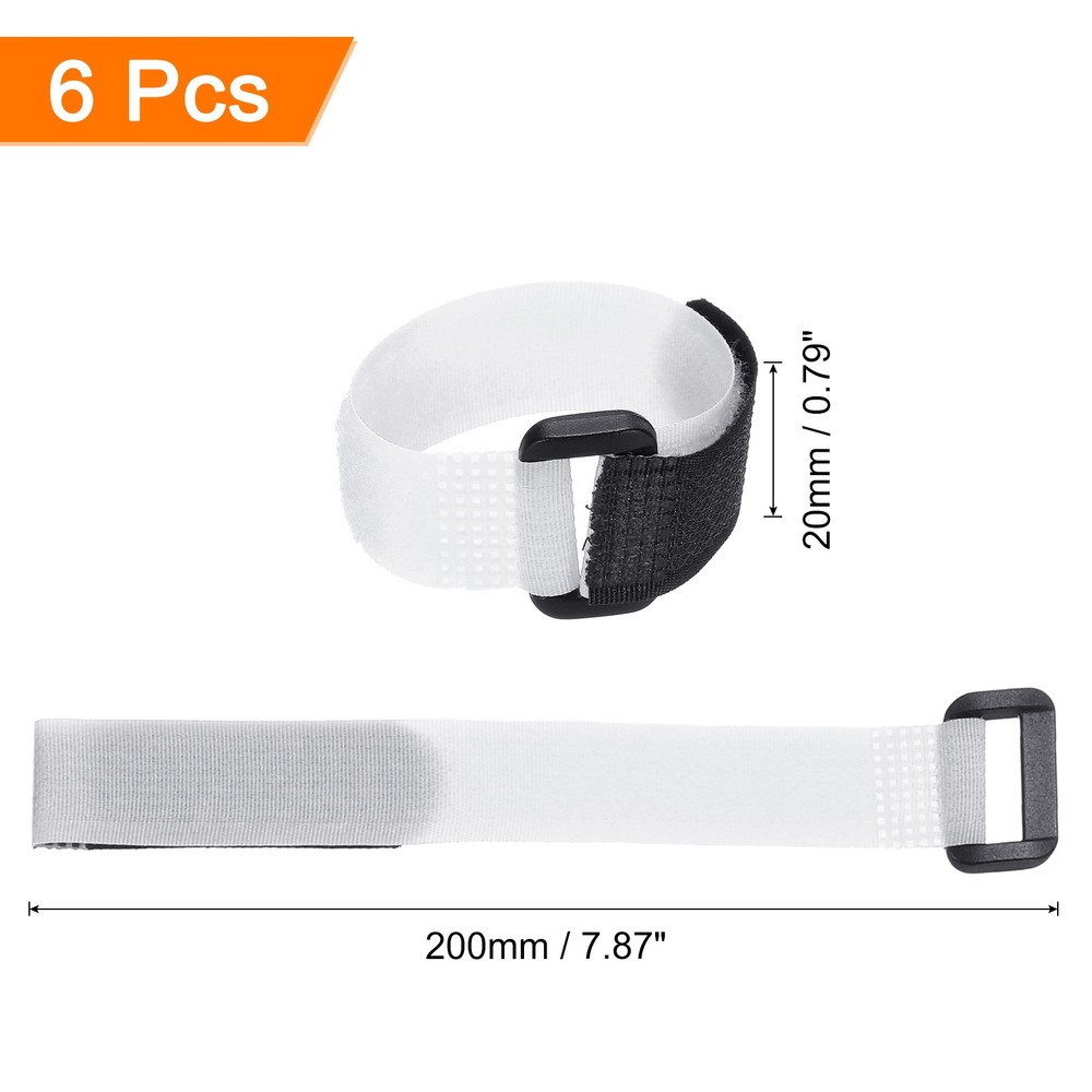 6Pcs Battery Tie Down Straps,0.8x8" White Nylon Hold Down Hook Loop Strap