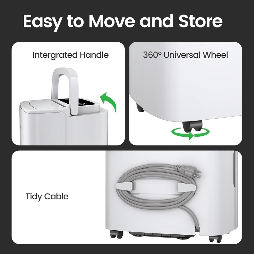 Eco-Friendly 80 Pint Dehumidifier with Self-Drying & Auto Defrost Features