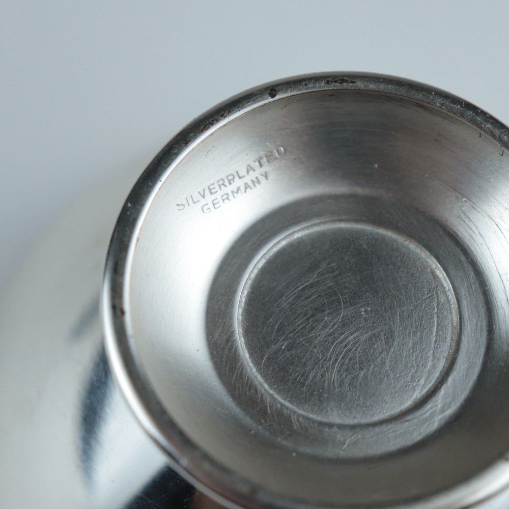 Silverplated MCM Germany Red Enamel-lined Footed 4" Pedestal Dish / Cup / Bowl