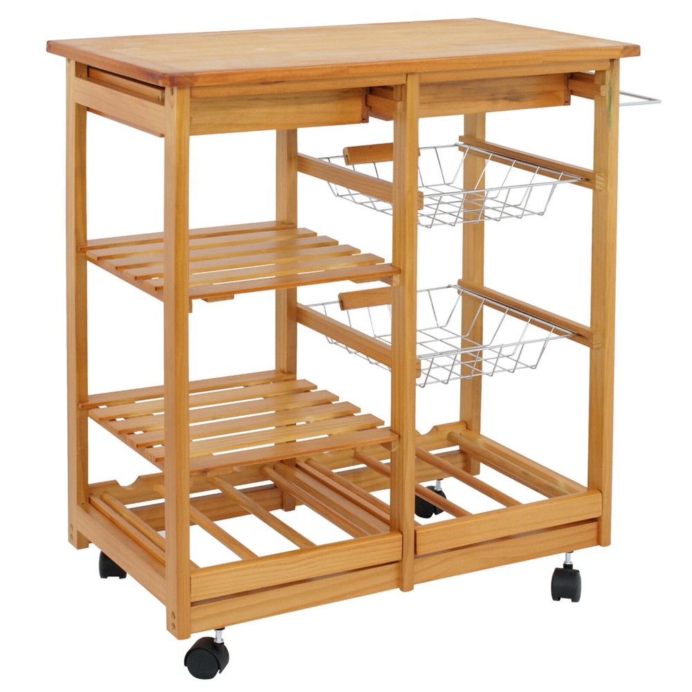 Multi-Function Rolling Cart Storage Cart Small Dining Table with Drawers Kitchen