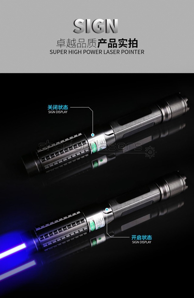 LMX6BL Adjustable Focus Blue Laser Pointer 450nm Visible Beam Light Charger+Case