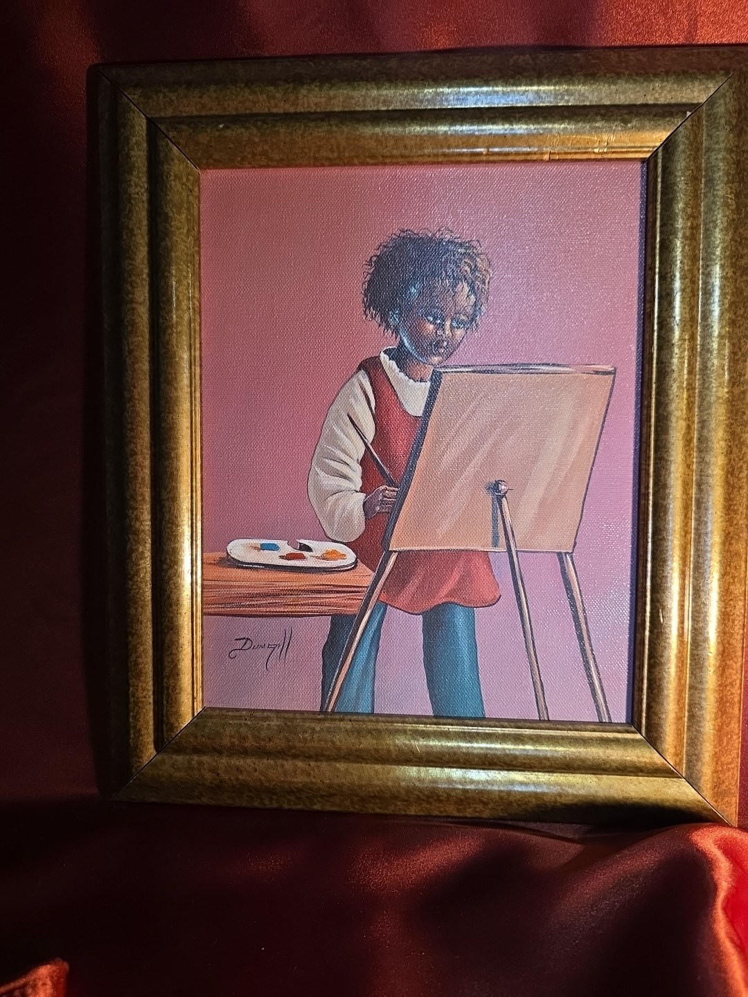 ELAINE DUNGILL AFRICAN GIRL Painting On Easel GICLEE ON CANVAS PAINTING