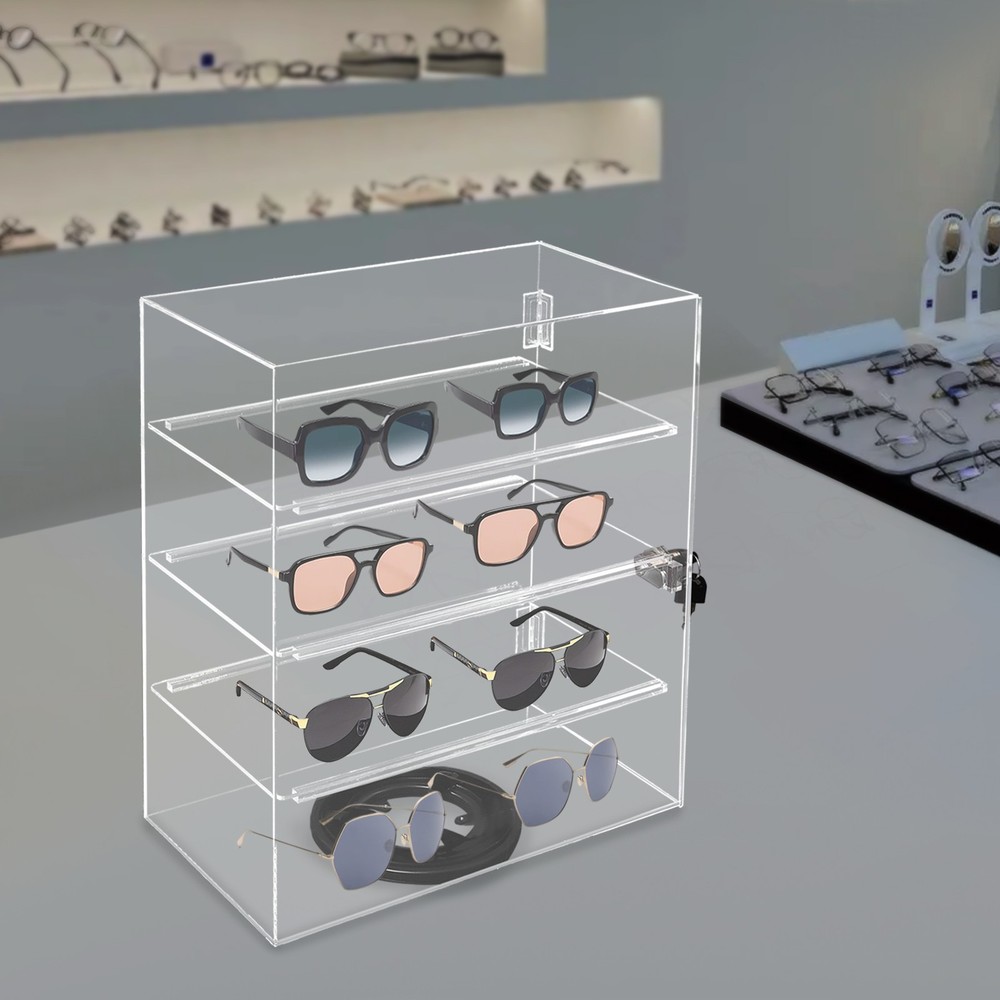 4-Tier Clear Acrylic Display Case with Rotating Base for Stylish Storage