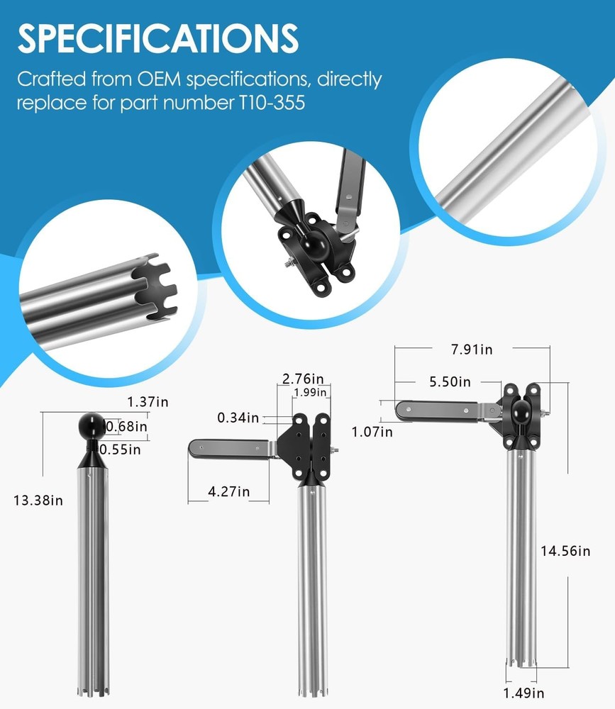 T10-355 Adjustable Fish Rod Holder Grill Mount for Magma All Rectangular Grills