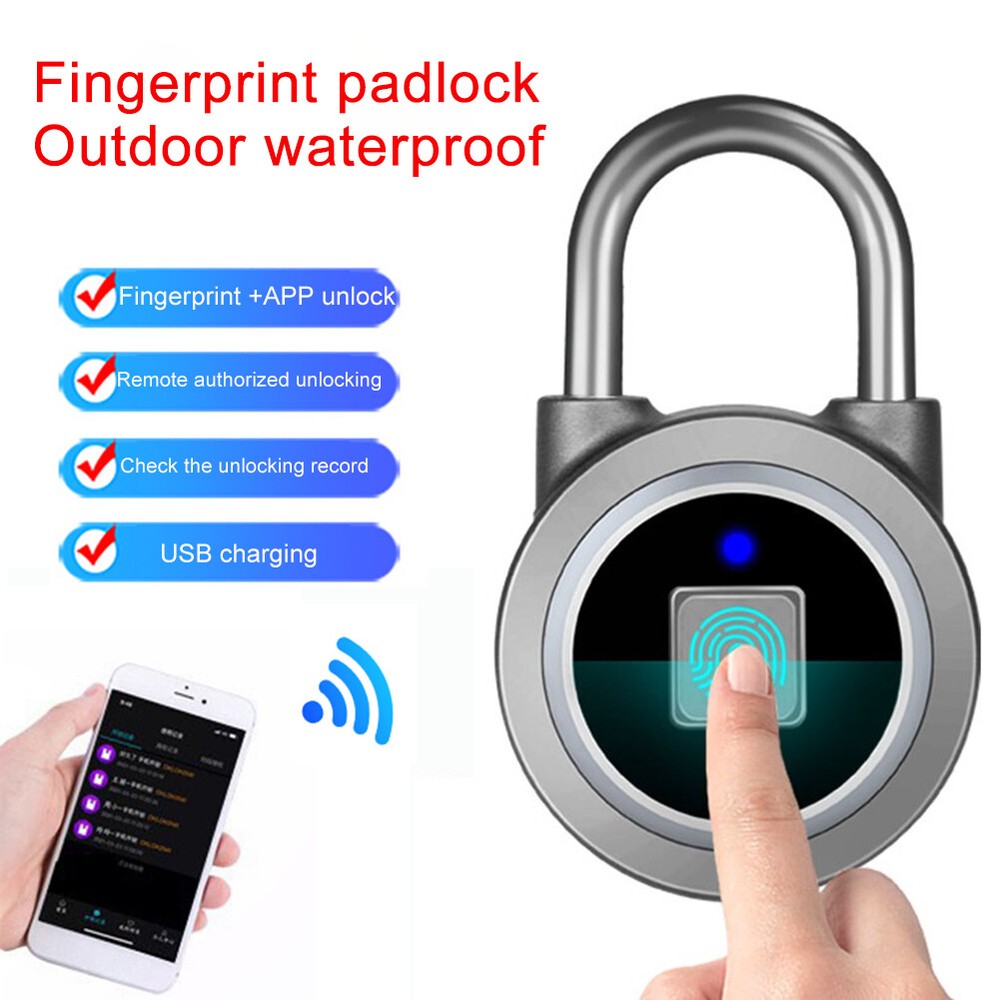 USB Smart Padlock Fingerprint Lock APP Unlocking Anti-theft Security Padlock