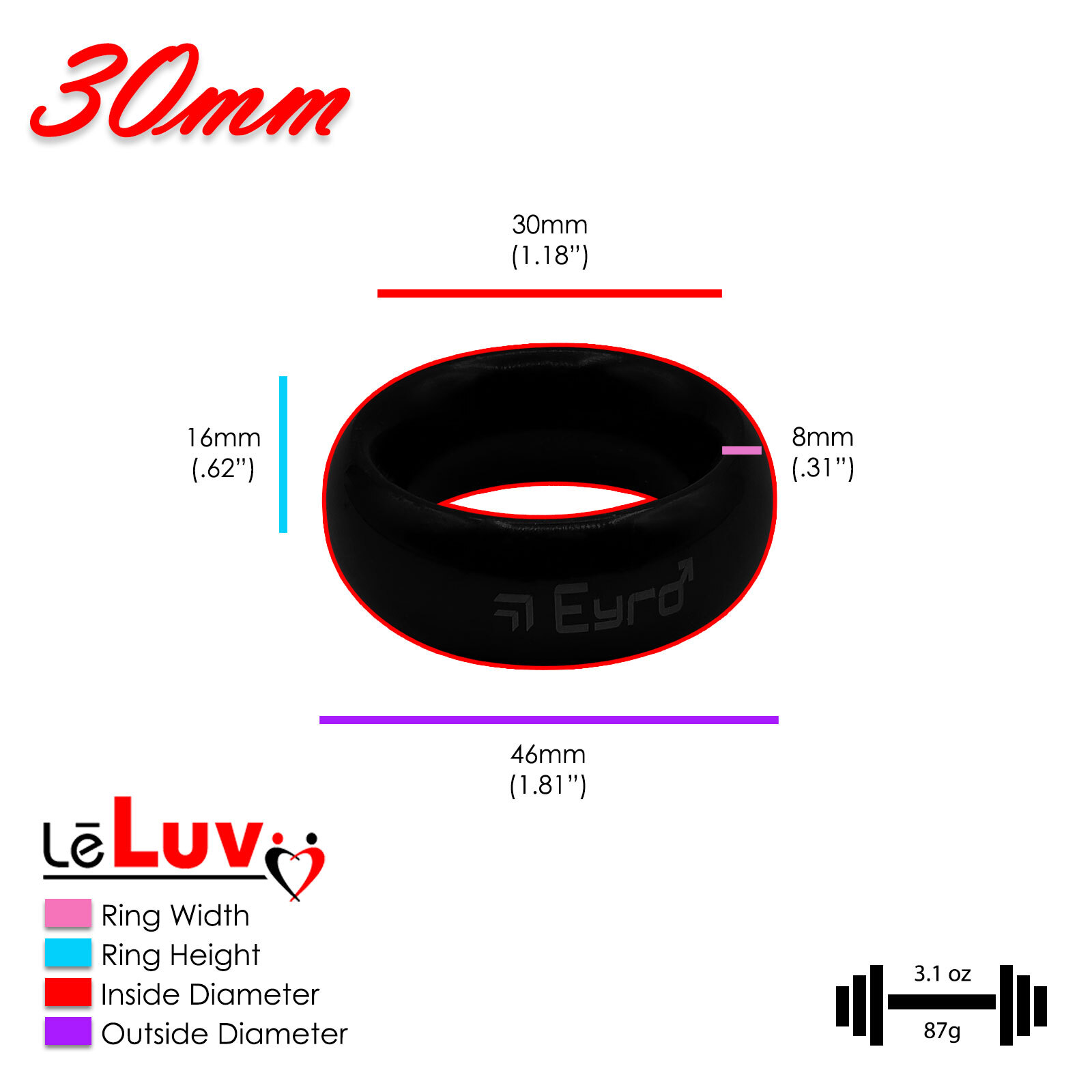 LeLuv Stainless Steel Donut Cock Ring - 22mm-64mm Inner Diameter Options