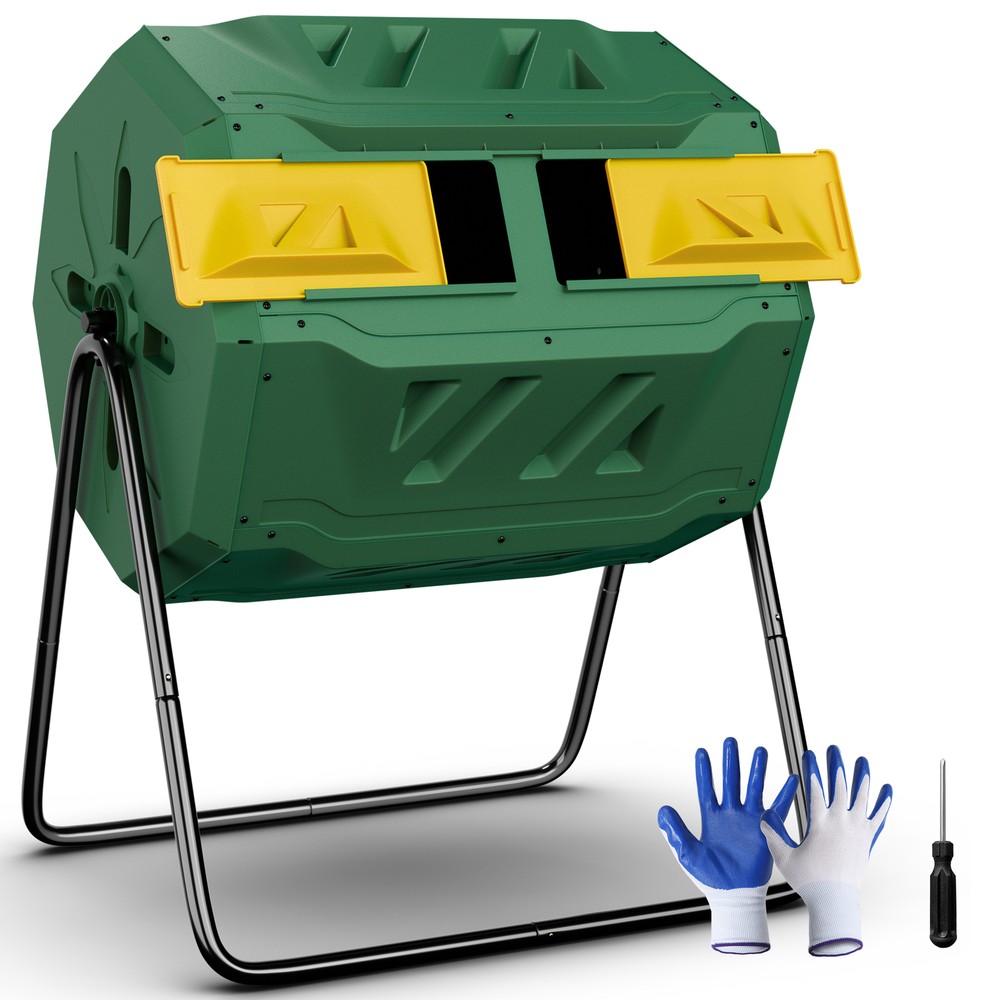 Chambers Composting Tumbler 43 Gallon Dual Batch Rotating Compost Bin Green
