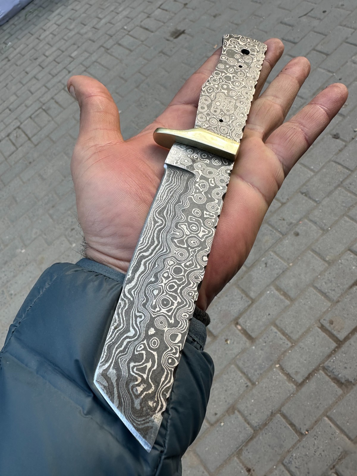 10"HAND FORGED DAMASCUS STEEL TANTO  HUNTING BLANK BLADE KNIFE FULL TANG 1323