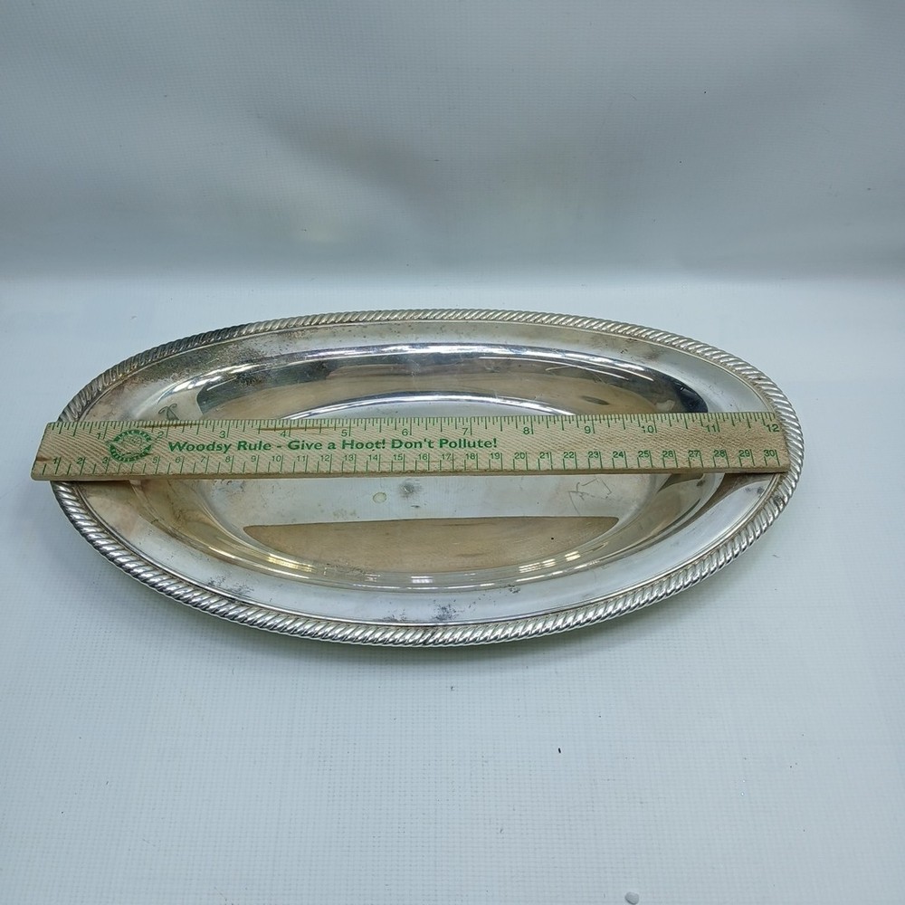 Vintage Wm Rogers #819 Silverplate Oval Bread Tray - Rope Pattern