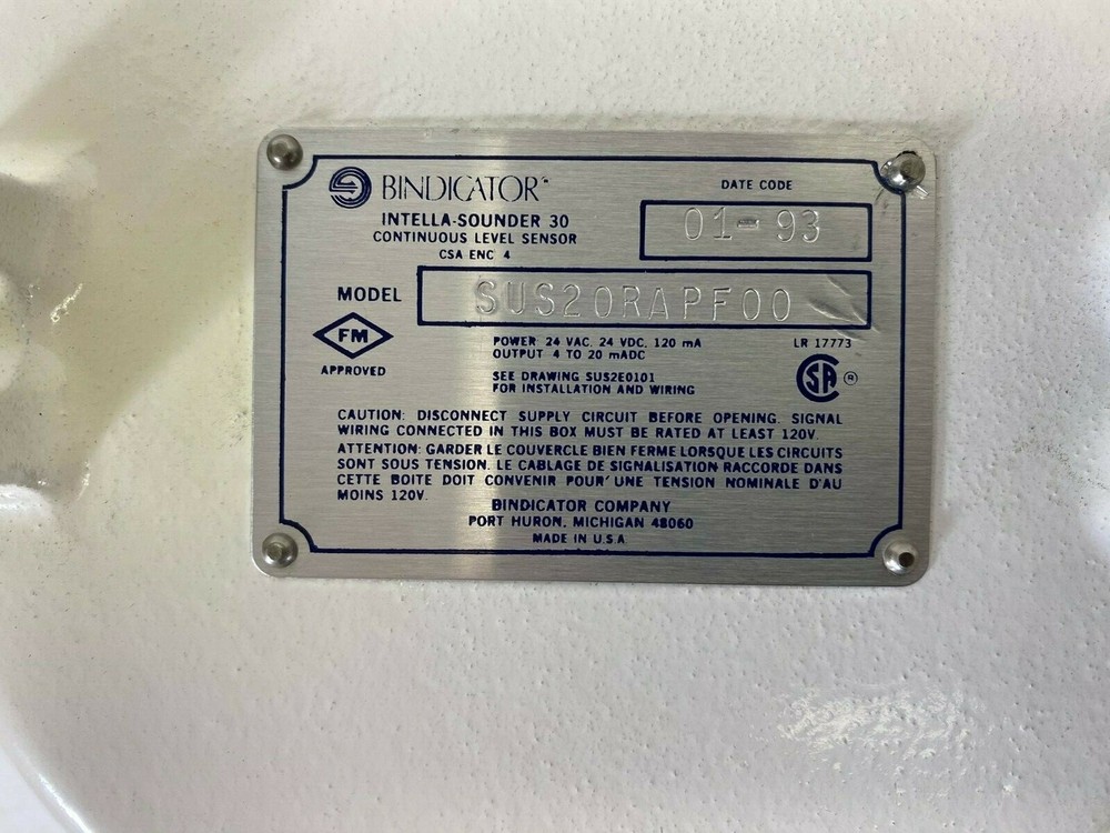 Bindicator SUS20RAPF00 Remote Electronics and Level Switch