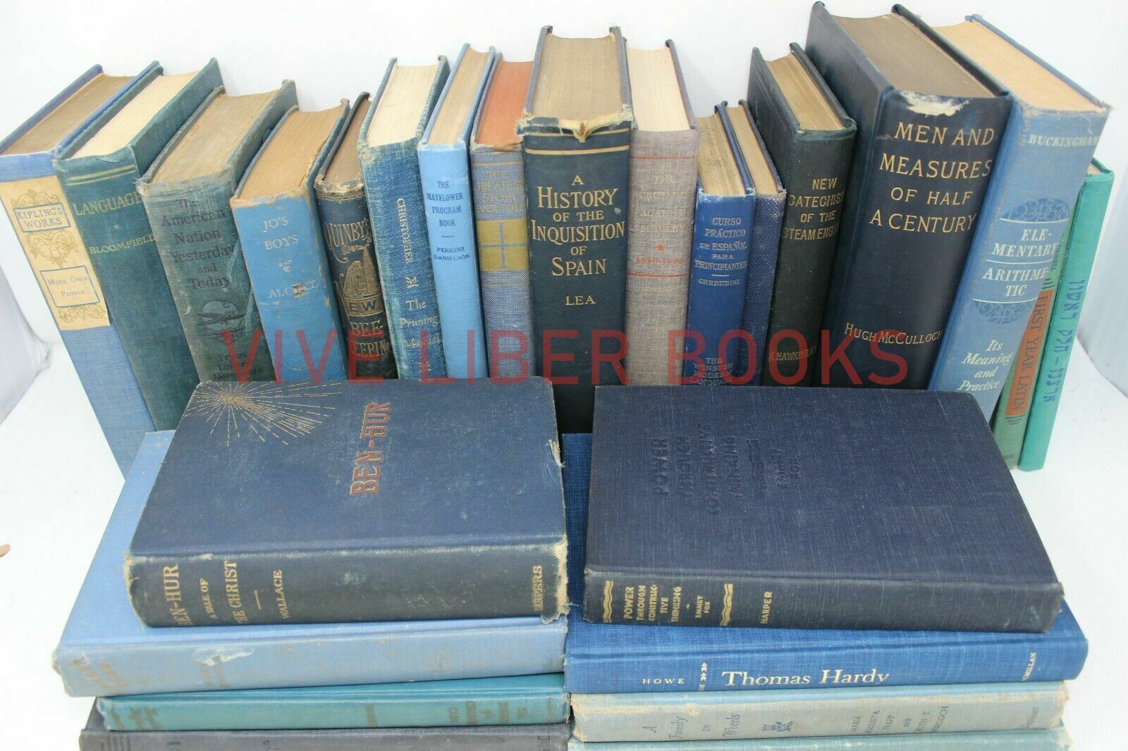 Lot 5 of BLUE / Shades of blue Old Vintage Antique Rare Hardcover Random Books