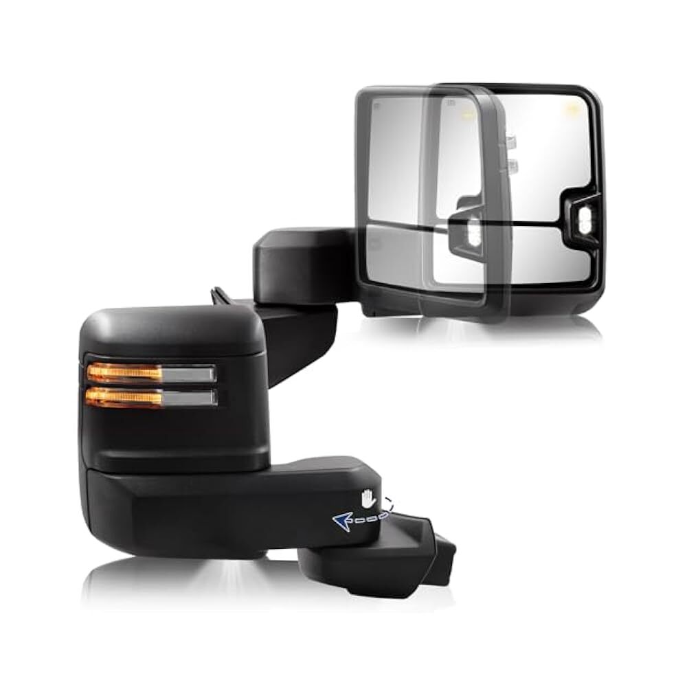 Chevy 1500 Towing Mirror Pair, Heated, Signal, Backup, Puddle Light Set