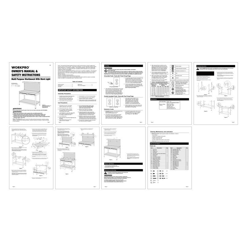 Multi-Purpose Workbench W/Work Light Pegboard & Tool Storage Heavy-Duty DIY’ New