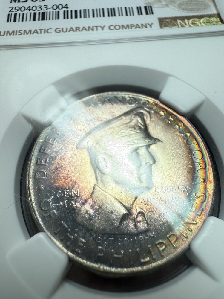 1947-S Philippines MacArthur MS65 50c Centavos Double Side Toner ERROR DDO