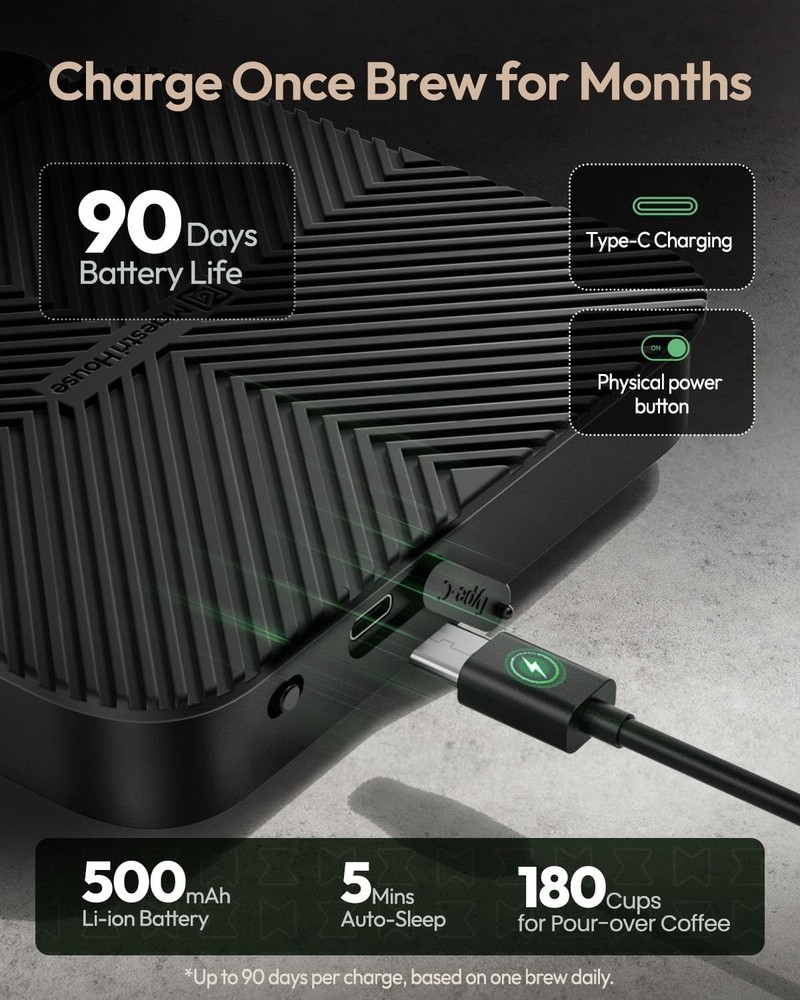 S3 Coffee Scale with Timer, 3kg/0.1g Rechargeable Digital Scale, 3 Brew Modes