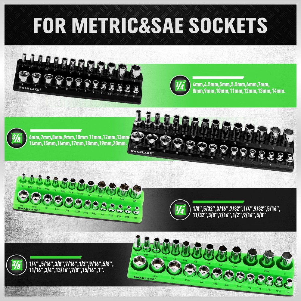 GARDEN TOOLS Magnetic Socket Organizer Set 4PCS Socket Holder Set