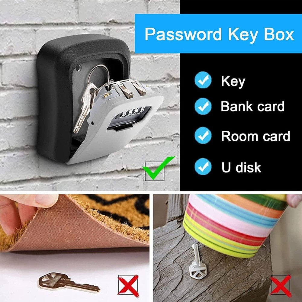 Resettable 4-Digit Combination Lock Key Safe
