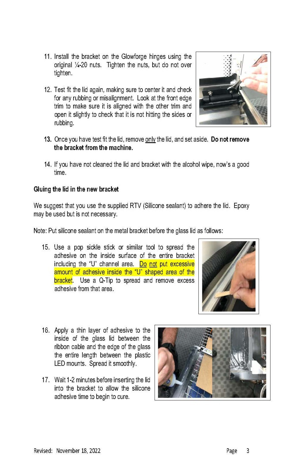 New GLOWFORGE Aftermarket LID Hinge Repair Bracket, All Metal Construction