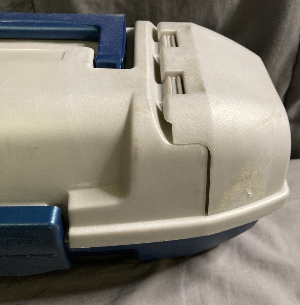 Laker Tackle Box With Side Compartments, Inner Tray, Blue & Gray