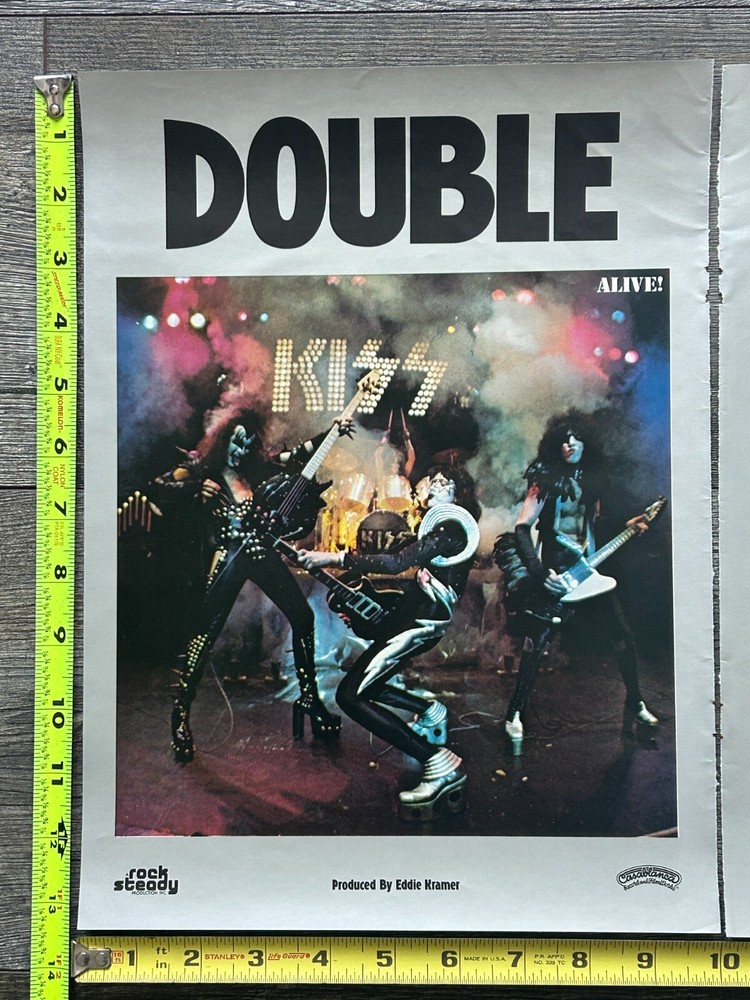 KISS Ad Advert ALIVE ALBUM Double Platinum 2pg Spread Vintage Kiss Aucoin 13x20