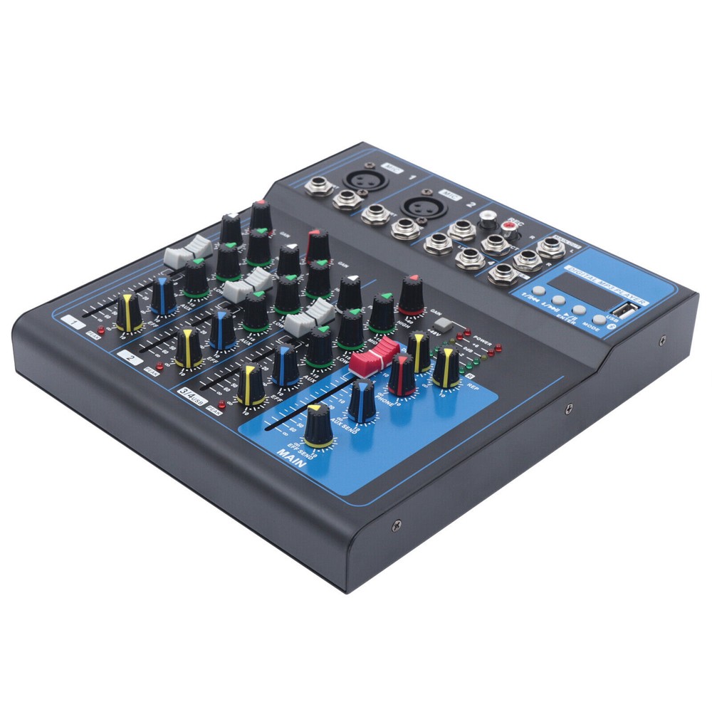 Mini Audio Mixer 4Channel Bluetooth USB DJ Sound Mixing Console Amplifier Studio