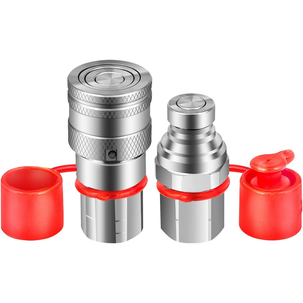 1/2" NPT Pair Hydraulic Flat Face Quick Coupler Skid Steer Bobcat ISO 16028