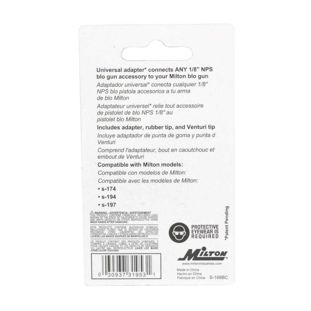 Milton® KWIK-CHANGE® Universal Tip System, Blow Gun Nozzle Set (S-168)