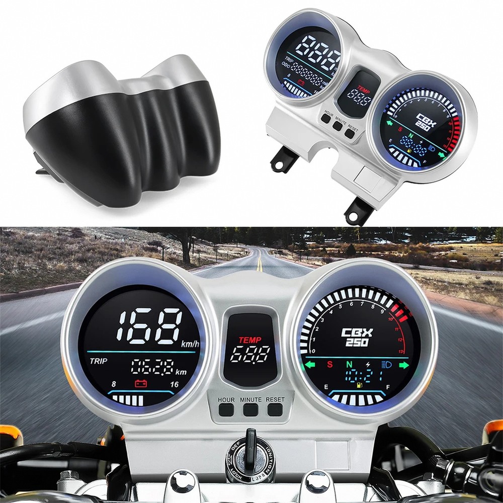 12V Digital Motorcycle Speedometer with LED Dashboard - General Tachometer