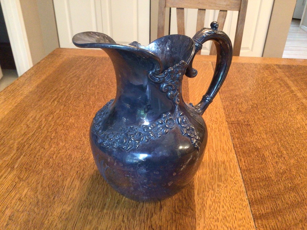 Antique / Vintage Meriden Silver Plate Company Pitcher Floral Garland