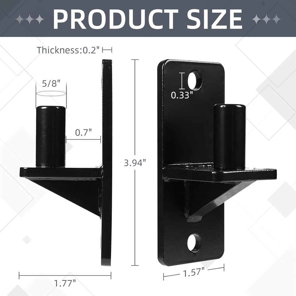 Wall Mount Gate Hinges, Black Farm Gate Hinge, 2 Pack Chain Link Fence Gate Hing