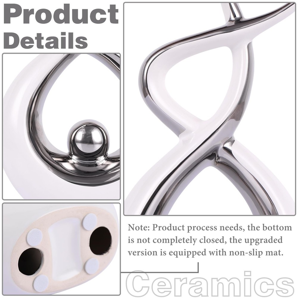 Silvery Modern Sculpture Table Decorations, Ceramic Knick Knacks Statues for ...