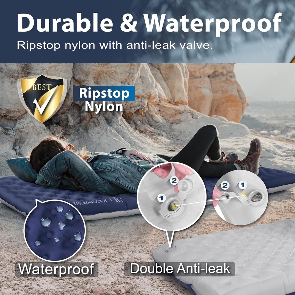 Ultralight Camping Sleeping Pad 4" Thick 7.2 R-Value Waterproof Compact